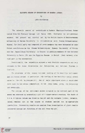 1: Eleventh season of excavations at Kadero (Sudan)