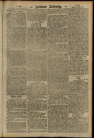 Zweite Ausgabe vom Montag, den 25. November 1912.