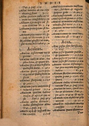 Aristotelis Stagiritae Peripateticorvm Principis Opera Omnia : in partes septem diuisa. [8], Index Rervm Omnivm