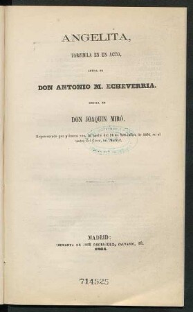 Angelita : zarzuela en un acto