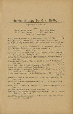 Humboldt-Loge Nr. 6 v. Brdbg.