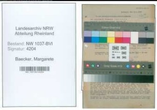 Entnazifizierung Margarete Baecker , geb. 17.05.1903 (Apothekerin)