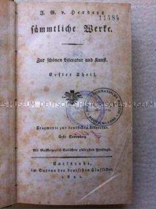 Herders sämtliche Werke, Bd. XVII