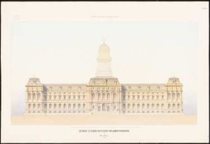 Reichstag, Berlin Erster Wettbewerb: Aufriss Rückansicht zur Sommerstraße