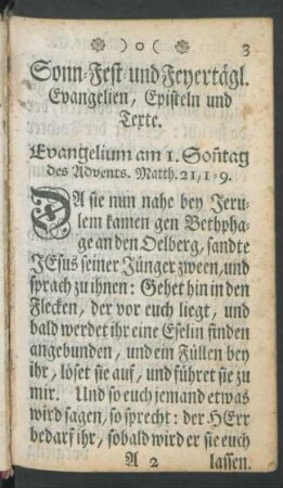 Sonn-Fest-und Feyertägl. Evangelien, Episteln und Texte