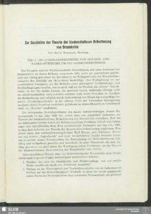 Zur Geschichte der Theorie der bindemittellosen Brikettierung von Braunkohle