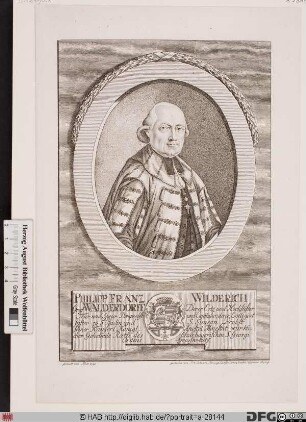 Bildnis Philipp Franz Wilderich (Nepomuk) (1767 Reichsgraf von Walderdorf), 1797-1802 Fürstbischof von Speyer