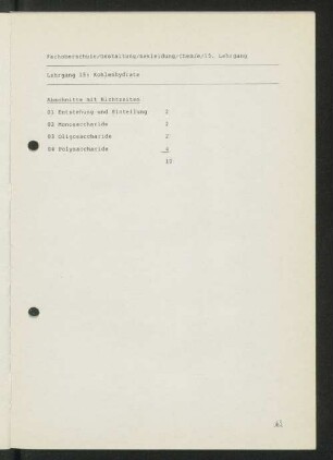 Lehrgang 15: Kohlenhydrate