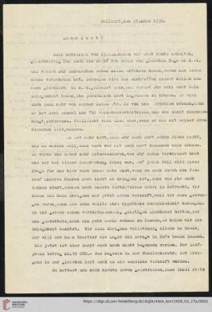 Korrespondenz von Alice und Ludwig Klein: Brief von Ludwig Klein an Kurt Klein