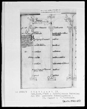 Necrologium Zwiefaltense — Zwei Drachen, Folio 25verso