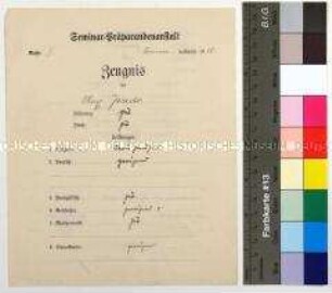Zeugnis der Seminar-Präbandenanstalt für den Postschaffnersohn Max Jando für das Sommerhalbjahr 1919