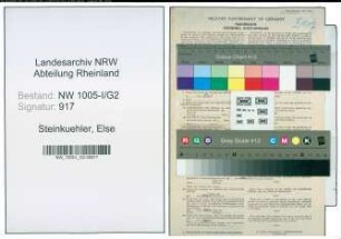 Entnazifizierung Else Steinkuehler , geb. 27.09.1914 (Verkaeuferin)