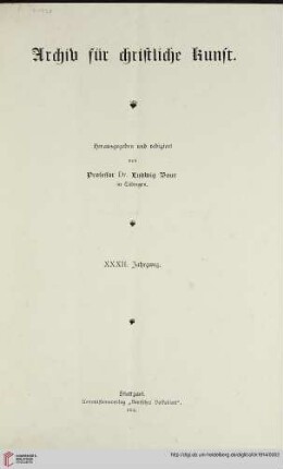 32: Archiv für christliche Kunst: Organ des Rottenburger Diözesan-Kunstvereins