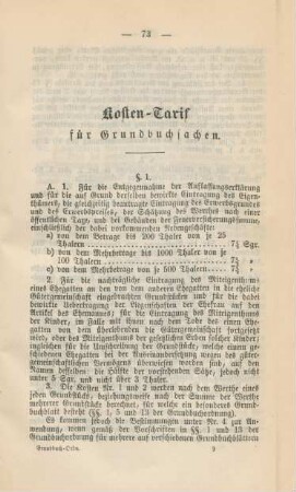 Kosten-Tarif für Grundbuchsachen
