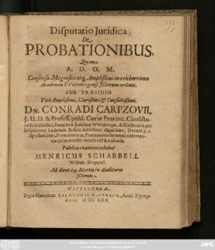 Disputatio Iuridica De Probationibus