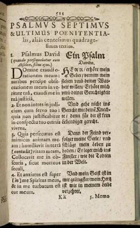 Psalmus Septimus & Ultimus Poenitentialis, alias centesimus quadragesimus tertius.