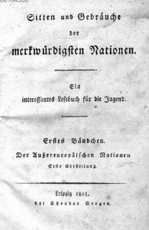 Bd. 1, [Schülerbd.]: Der Außereuropäischen Nationen erste Abtheilung