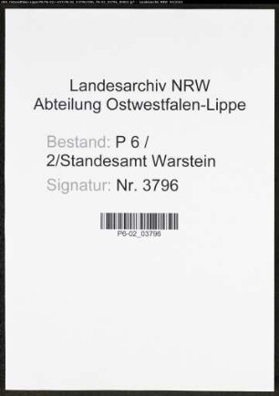 Heiratsregister Standesamt Warstein