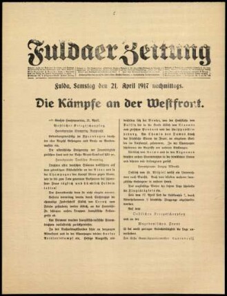Ausgabe vom Samstag, den 21. April 1917.