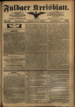 Erste Ausgabe vom Samstag, den 25. November 1905.