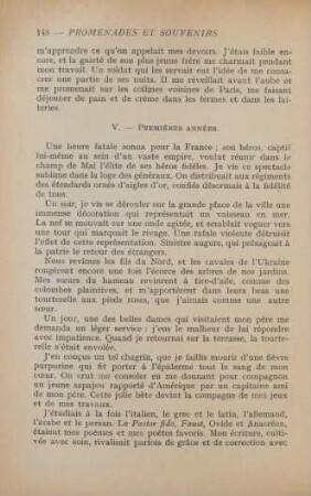 V. Premières années
