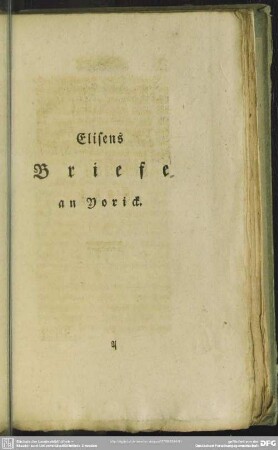 Elisens Briefe an Yorick