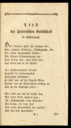 Lied der Helvetischen Gesellschaft in Schinznach