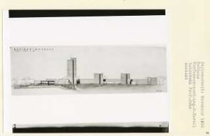 Bezirks-Rathaus, Berlin-Charlottenburg (Diplomarbeit bei Karl Wilhelm Ochs): Ansicht von Süden 1:200