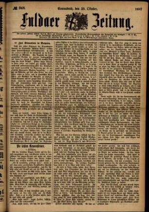 Ausgabe vom Samstag, den 29. Oktober 1887.