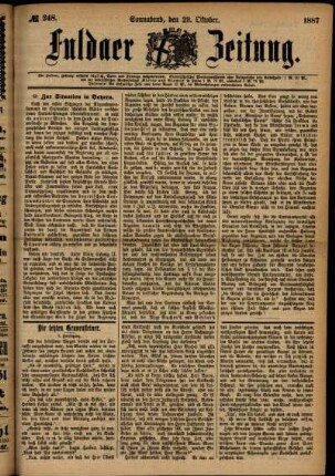 Ausgabe vom Samstag, den 29. Oktober 1887.