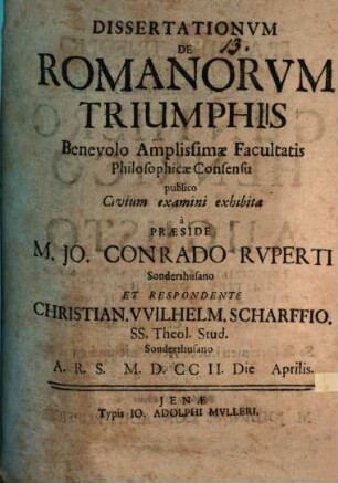 Diss. de Romanorum triumphis
