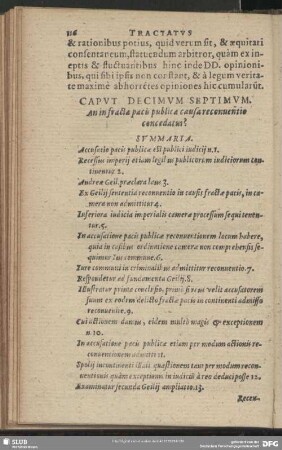 Caput Decimum Septimum. An in fractae pacis publicae causa reconventio concedatur?
