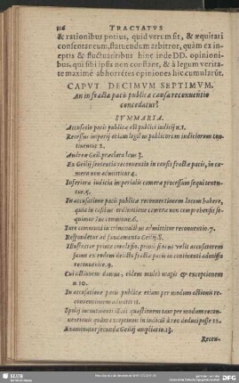 Caput Decimum Septimum. An in fractae pacis publicae causa reconventio concedatur?