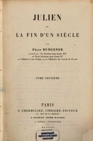 Julien ou la fin d'un siècle, 2