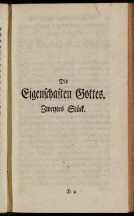 Die Eigenschaften Gottes. Zweytes Stück
