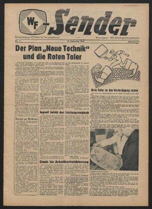 Betriebszeitung 'WF-Sender', Nr.37/1960 (23. September 1960)