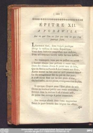 Épitre XII. A Podewils. Sur ce que l'on ne fait pas tout ce que l'on pourrati faire.