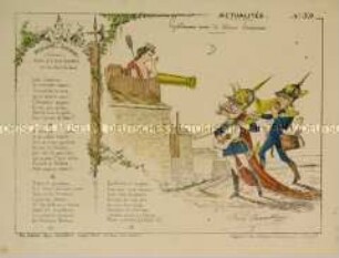 Actualités (39). Guillaume essaie de Seduire Josephine - Karikatur auf Wilhelm I. mit Bezug auf die Belagerung von Paris