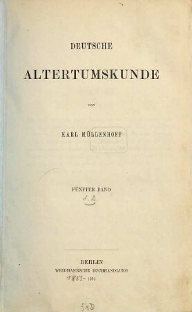 Deutsche Altertumskunde, 5,1