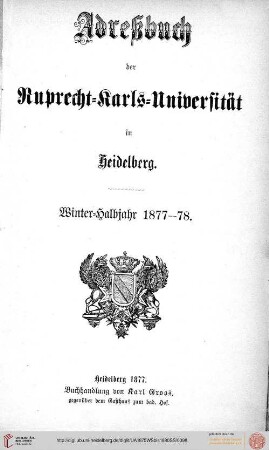Wintersemester 1877/1878