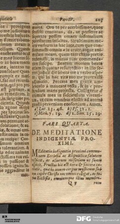 Pars Quarta. De Meditatione Indigentiæ Proximi.
