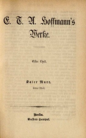 Theil 11: E. T. A. Hoffmann's Werke