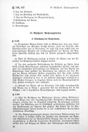 IV. Abschnitt: Wohnungswesen (§ 146 -§ 170)