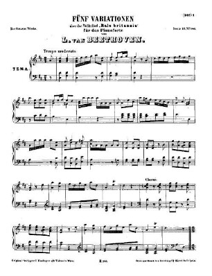 Beethoven's Werke. 180 = Serie 17: Variationen für das Pianoforte, 5 Variationen über das Volkslied "Rule Britannia" : [WoO 79]