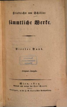 Friedrichs von Schiller sämmtliche Werke, 4. Band