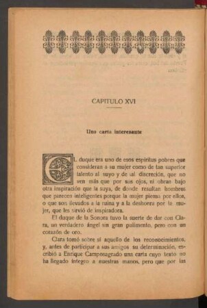 Capítulo XVI - Una carta interesante