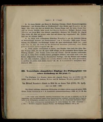 III. Verzeichniss sämmtlicher Zöglinge des Pädagogiums von seiner Gründung an bis jetzt