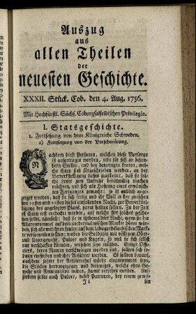 XXXII. Stück. Cob. den 4. Aug. 1756.