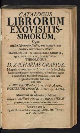 Catalogus Librorum Exqvisitissimorum