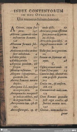 Index Contentorum In Hoc Opusculo